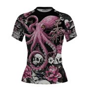 Kraken Octopus Skull Flowers Custom BJJ MMA Rash Guard for Women - Image 3