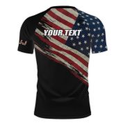 Patriotic Retro USA Flag Grunge Background Custom BJJ Rash Guard for Men - Image 4