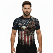 Patriotic USA Flag Bald Eagle Retro Style Custom BJJ Rash Guard for Men - Image 2