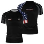Patriotic USA Flag Black Custom BJJ Rash Guard for Men