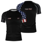 Patriotic USA Flag Black Custom BJJ Rash Guard for Men