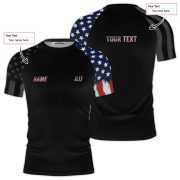 Patriotic USA Flag Black Custom BJJ Rash Guard for Men - Image 5
