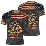 Patriotic USA Flag Distressed Metal Style Custom BJJ Rash Guard for Men
