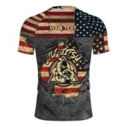 Patriotic USA Flag Distressed Metal Style Custom BJJ Rash Guard for Men - Image 4