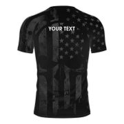 Patriotic USA Flag Gray Skull Custom BJJ Rash Guard for Men - Image 6