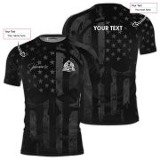 Patriotic USA Flag Gray Skull Custom BJJ Rash Guard for Men - Image 7