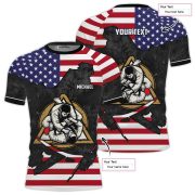 Patriotic USA Flag Grunge Black Custom BJJ Rash Guard for Men - Image 5