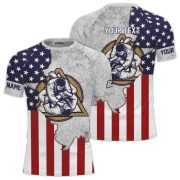 Patriotic USA Flag Ripped Flag Retro Custom BJJ Rash Guard for Men