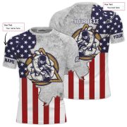 Patriotic USA Flag Ripped Flag Retro Custom BJJ Rash Guard for Men - Image 5