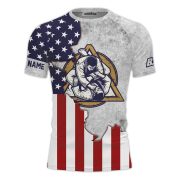 Patriotic USA Flag Ripped Flag Retro Custom BJJ Rash Guard for Men - Image 3
