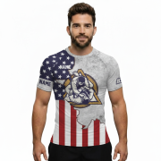 Patriotic USA Flag Ripped Flag Retro Custom BJJ Rash Guard for Men - Image 2