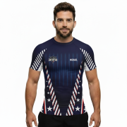 Patriotic USA Flag Stars and Stripes Custom BJJ Rash Guard for Men - Image 2