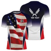 Patriotic Wavy USA Flag Custom BJJ Rash Guard for Men