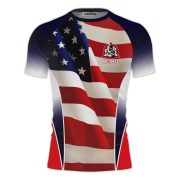 Patriotic Wavy USA Flag Custom BJJ Rash Guard for Men - Image 3