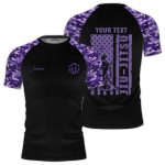 Purple Camouflage Camo Pattern Custom BJJ Rash Guard for Men