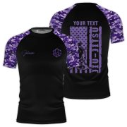Purple Camouflage Camo Pattern Custom BJJ Rash Guard for Men