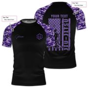 Purple Camouflage Camo Pattern Custom BJJ Rash Guard for Men - Image 5
