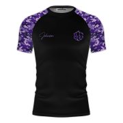 Purple Camouflage Camo Pattern Custom BJJ Rash Guard for Men - Image 3