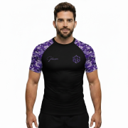 Purple Camouflage Camo Pattern Custom BJJ Rash Guard for Men - Image 2