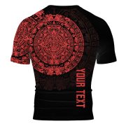 Red Aztec Calendar Graphic Custom BJJ MMA Rash Guard for Men - Image 6