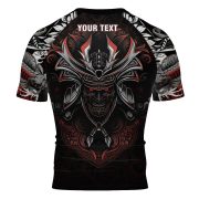 Red Black Samurai Warrior Helmet BJJ Custom Brazilian Jiu Jitsu Rash Guard - Image 4