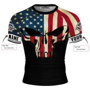 Retro USA Flag Skull BJJ Custom Brazilian Jiu Jitsu Rash Guard - Image 5