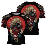 Samurai Hannya Mask Dragon White Tiger BJJ Custom Brazilian Jiu Jitsu Rash Guard