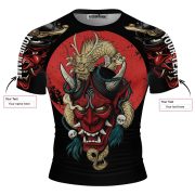 Samurai Hannya Mask Dragon White Tiger BJJ Custom Brazilian Jiu Jitsu Rash Guard - Image 4