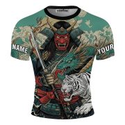 Samurai Hannya Mask Dragon White Tiger BJJ Custom Brazilian Jiu Jitsu Rash Guard - Image 3