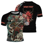 Samurai Warrior Azure Dragon White Tiger BJJ Custom Brazilian Jiu Jitsu Rash Guard