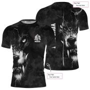 Scary Wolf Smoke Black Custom BJJ Rash Guard for Men - Image 4