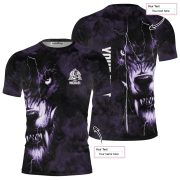 Scary Wolf Smoke Blue Custom BJJ Rash Guard for Men - Image 5