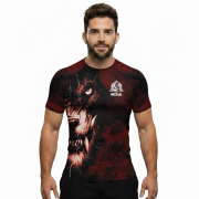 Scary Wolf Smoke Red Custom BJJ Rash Guard for Men - Image 5