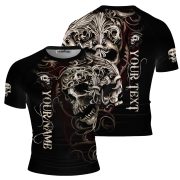Skull Black Belt Rococo Scrollwork BJJ Custom Brazilian Jiu Jitsu Rash Guard