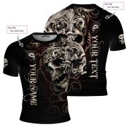 Skull Black Belt Rococo Scrollwork BJJ Custom Brazilian Jiu Jitsu Rash Guard - Image 5
