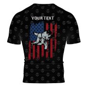 Skull Pattern Retro USA Flag BJJ Custom Brazilian Jiu Jitsu Rash Guard - Image 4