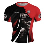 Smoke Skull Red BJJ Custom Brazilian Jiu Jitsu Rash Guard - Image 3