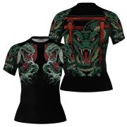 Snake Green Cobra Floral Design Custom BJJ MMA Rash Guard for Women