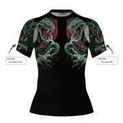 Snake Green Cobra Floral Design Custom BJJ MMA Rash Guard for Women - Image 5