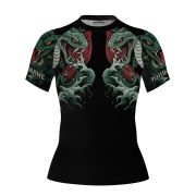 Snake Green Cobra Floral Design Custom BJJ MMA Rash Guard for Women - Image 3