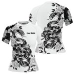 Snake Peony Flower Monochrome Style Custom BJJ MMA Rash Guard for Women