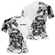 Snake Peony Flower Monochrome Style Custom BJJ MMA Rash Guard for Women