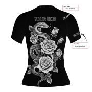 Snake Roses Monochrome Design Custom BJJ MMA Rash Guard for Women - Image 5