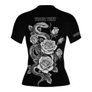 Snake Roses Monochrome Design Custom BJJ MMA Rash Guard for Women - Image 4