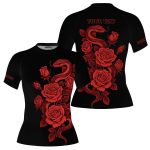 Snake Roses Red Design Custom BJJ MMA Rash Guard for Women