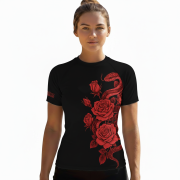 Snake Roses Red Design Custom BJJ MMA Rash Guard for Women - Image 2