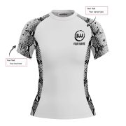 Snake Skin Pattern Black White Custom BJJ MMA Rash Guard for Women - Image 5