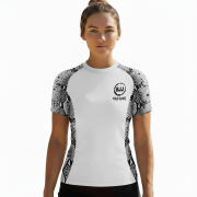 Snake Skin Pattern Black White Custom BJJ MMA Rash Guard for Women - Image 2