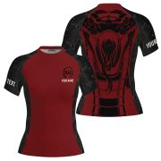 Snake Skin Pattern Red Black Custom BJJ MMA Rash Guard for Women