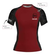 Snake Skin Pattern Red Black Custom BJJ MMA Rash Guard for Women - Image 5